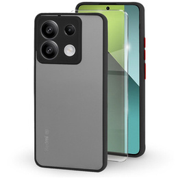 Etui silikonowe do Xiaomi Redmi Note 13 Pro 5G, z ochroną aparatu, przezroczyste / czarne + Szkło hartowane 9H