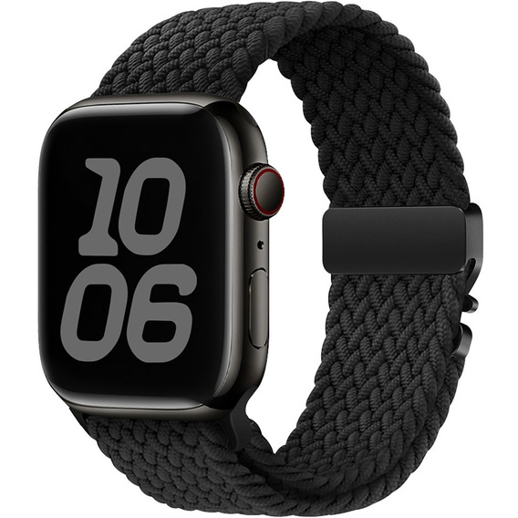 Pleciony Pasek Nylonowy z Klamrą do Apple Watch 1/2/3/4/5/6/7/8/9/10/11/SE 38/40/41/42mm – Czarny