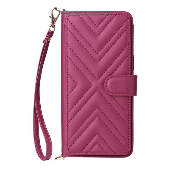Etui z klapką do Oppo Reno 13 Pro 5G, Crossbody Leather Wallet, bordowe