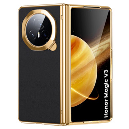 Etui do Honor Magic V3 5G, Frame Kickstand Leather, czarne