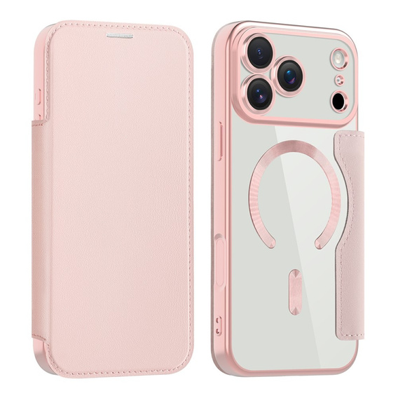 Etui z klapką do iPhone 17 Pro Max, RFID Wallet MagSafe z ochroną aparatu, różowe