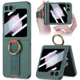 Etui GKK do Samsung Galaxy Z Flip7 FE / Z Flip6, Ring Holder, z paskiem, zielone