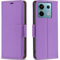 Etui z klapką do Xiaomi Redmi Note 13 Pro 5G, Wallet Litchi Leather, fioletowe