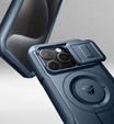 Etui Dexnor do iPhone 15 Pro – magnetyczne, z przesuwaną osłoną aparatu - niebieskie