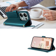 Etui z klapką do Xiaomi Redmi Note 13 Pro 4G / Xiaomi Redmi Note 14S / Xiaomi Poco M6 Pro 4G, Rhombus Crossbody Leather, ciemnozielone