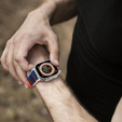 Pasek Nylonowy do Apple Watch 1/2/3/4/5/6/7/8/9/10/11/SE Ultra 1/2/3 42/44/45/46/49mm, Granatowy/Pomarańczowy