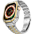 Stalowa bransoleta z etui do Apple Watch Ultra 1/2/3 49mm, Srebrna / Złota