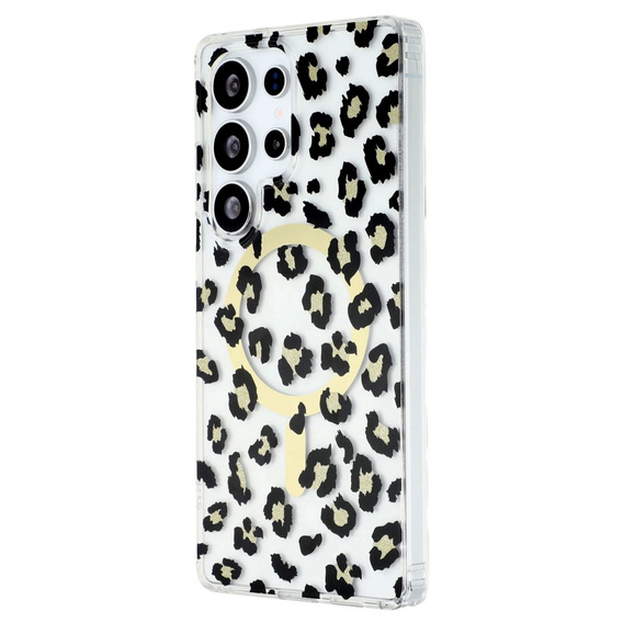 Etui magnetyczne do Samsung Galaxy S25 Ultra z nadrukiem panterki – czarne