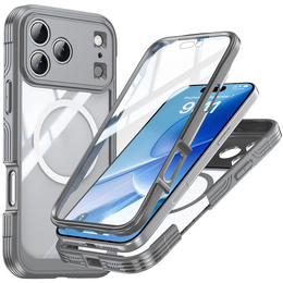 Etui do iPhone 17 Pro Max, Shockproof, ze szkłem, do MagSafe, szare