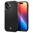 Etui Spigen do iPhone 17, Enzo Aramid MagSafe, carbon czarne / srebrne