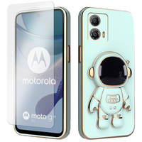 Zestaw Etui Electro do Motorola Moto G53 5G, Astronauta, Miętowe + szkło