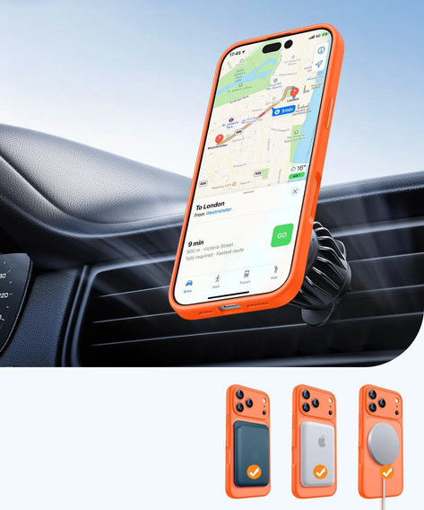 Etui do iPhone 17 Pro Max, do MagSafe, ze szkłem na aparat – pomarańczowe