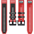 Pasek Silikonowy Quickfit 22mm do Garmin, Czarny / Czerwony