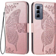 Etui z klapką do Infinix Hot 50 Pro 4G, Butterfly, różowe rose gold