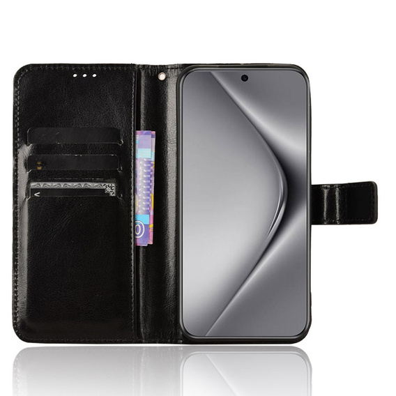 Etui z klapką do Huawei Pura 70, Crazy Horse Wallet, czarne