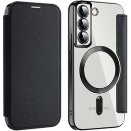Etui z klapką do Samsung Galaxy S22 5G, RFID Wallet MagSafe z ochroną aparatu, czarne