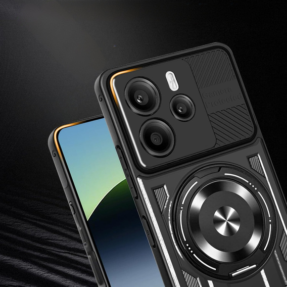 Etui Magnetyczne z Podstawką do Xiaomi Redmi Note 14 4G – Czarne