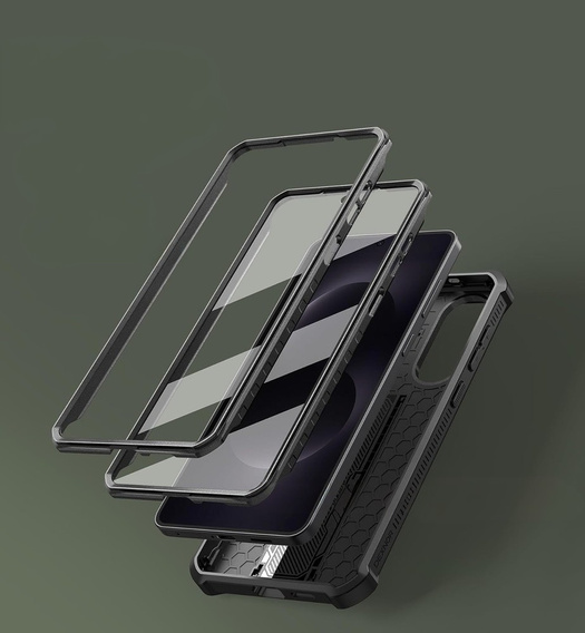 Dexnor wytrzymałe etui do Samsung Galaxy S25 Edge z osłoną kamery i podstawką - czarne