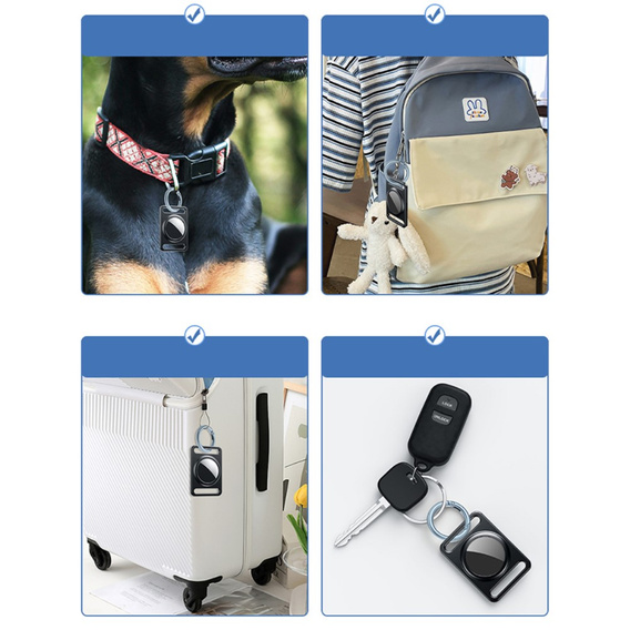 Etui do Apple AirTag 2 / 1, aluminiowe, z karabińczykiem, czarne