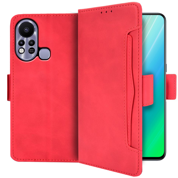 Etui z klapką do Infinix Hot 11s, Card Slot, czerwone