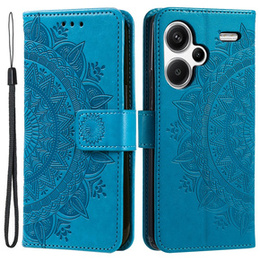 Etui z klapką do Xiaomi Redmi Note 13 Pro+, Mandala, niebieskie