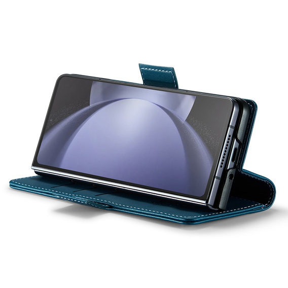 Etui z klapką CASEME do Samsung Galaxy Z Fold6 5G, Litchi Wallet, niebieskie