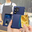 Etui do Samsung Galaxy S25 Ultra z kieszenią na karty, zapięciem na napę– niebieskie