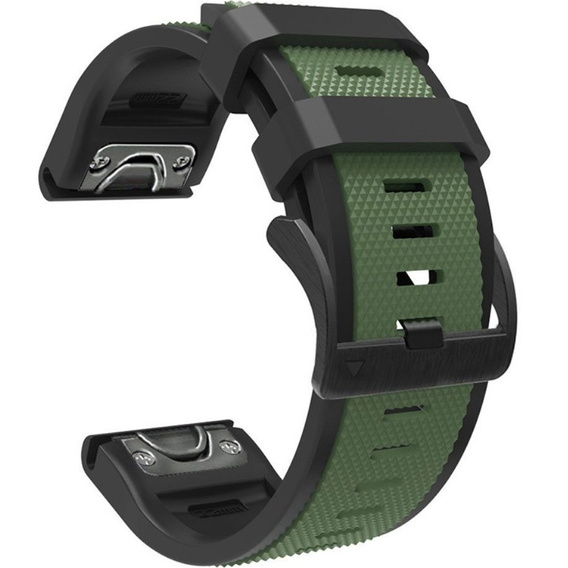 Pasek Silikonowy do Garmin Fenix 5X/6X/7X, Zielony / Czarny