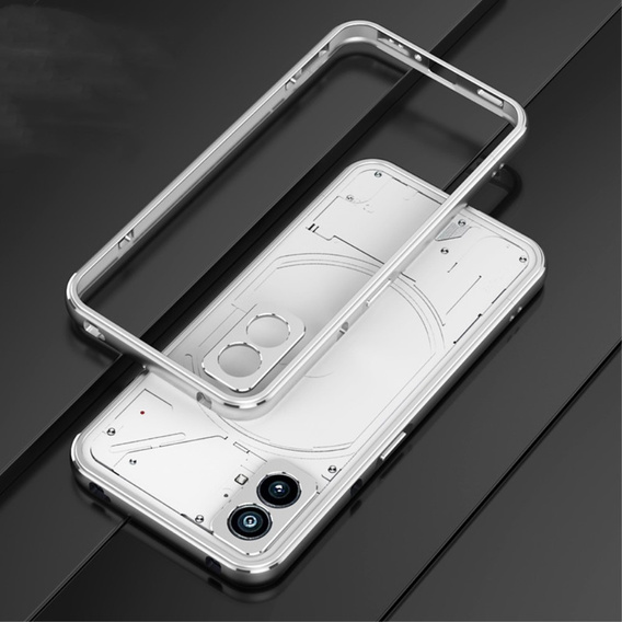 Etui do Nothing Phone 2a, Armor Bumper, z osłoną obiektywu, srebrne