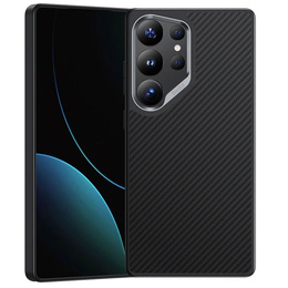 Etui BENKS Kevlar Armor PRO do Samsung Galaxy S25 Ultra, Carbon Fiber 600D A045, do MagSafe, czarne