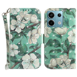 Etui z klapką do Xiaomi Redmi Note 13 Pro 5G, Wallet, Flowers zielone