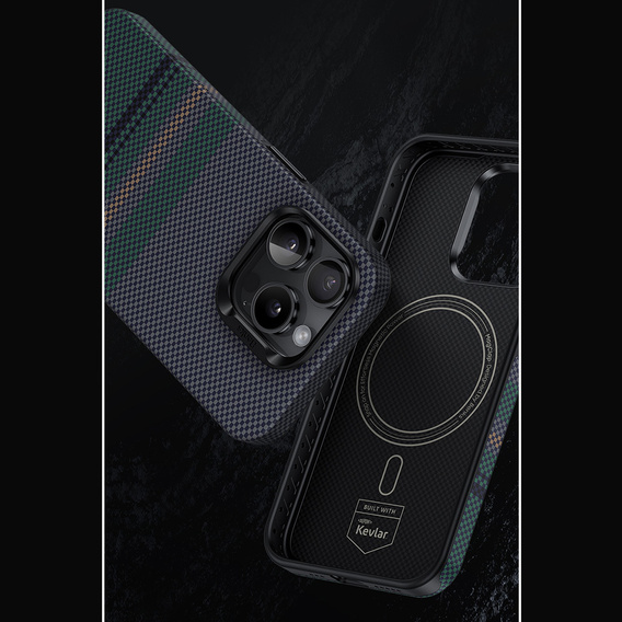 Etui BENKS Kevlar do iPhone 15 Pro, Magnetic Armor Pro Aurora 600D B061, do MagSafe, zielone