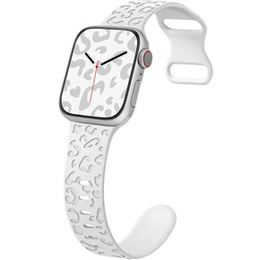 Pasek Silikonowy do Apple Watch 1/2/3/4/5/6/7/8/9/10/11/SE 38/40/41/42mm, Leopard, Biały