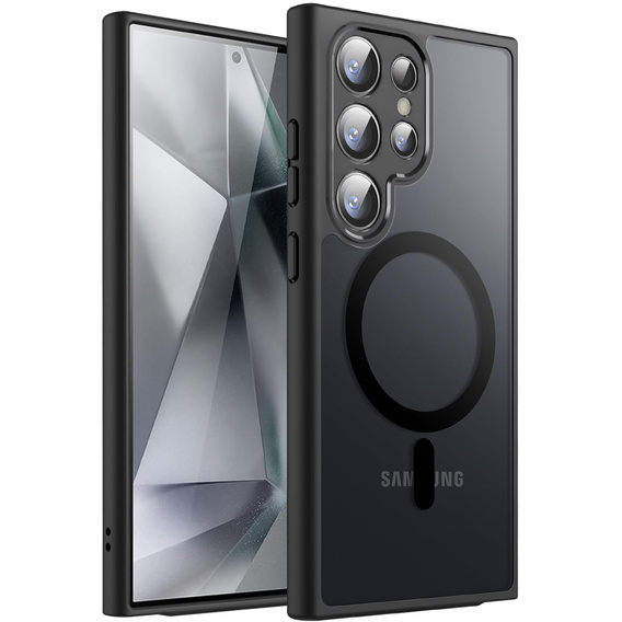 Zestaw Etui ERBORD do Samsung Galaxy S24 Ultra, Matte Case, do MagSafe, czarne + 2x Szkło