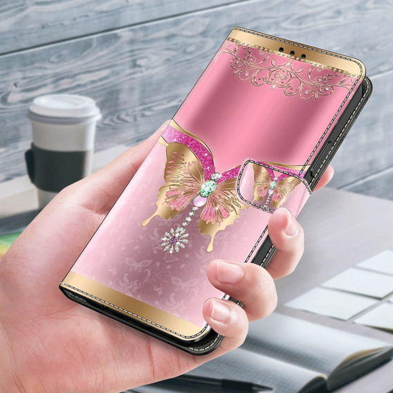 Etui z klapką do Xiaomi Redmi Note 12 4G, Wallet, Butterfly różowe
