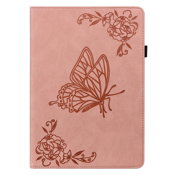 Etui do Lenovo Tab M9, Wallet Pen Slot, butterflies, różowe