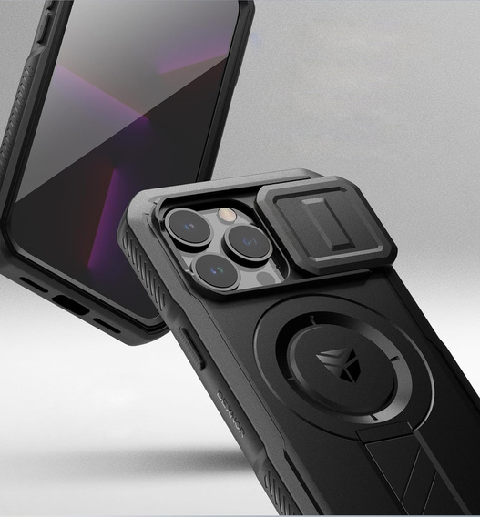 Etui Dexnor do iPhone 13 Pro – magnetyczne, z przesuwaną osłoną aparatu - czarne