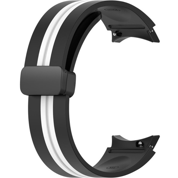 Pasek Silikonowy do Samsung Galaxy Watch 4/5/6/7/FE 40/42/43/44/45/46/47mm, Czarny / Biały