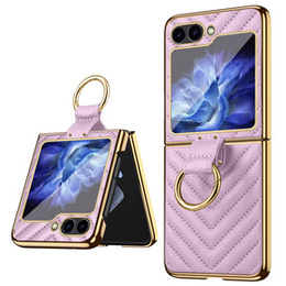 Etui do Samsung Galaxy Z Flip7 FE / Z Flip6, Leather Ring, fioletowe