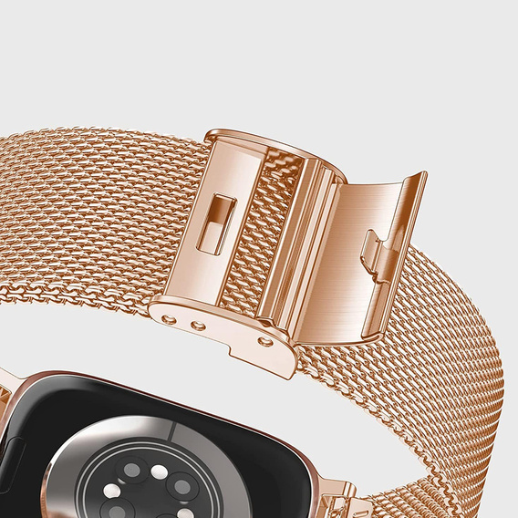 Bransoleta + Etui z Osłoną na Ekran do Apple Watch 10/11 42mm, Różowe złoto