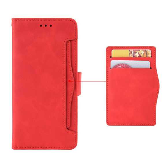 Etui z klapką do Xiaomi Redmi 12, Card Slot, czerwone
