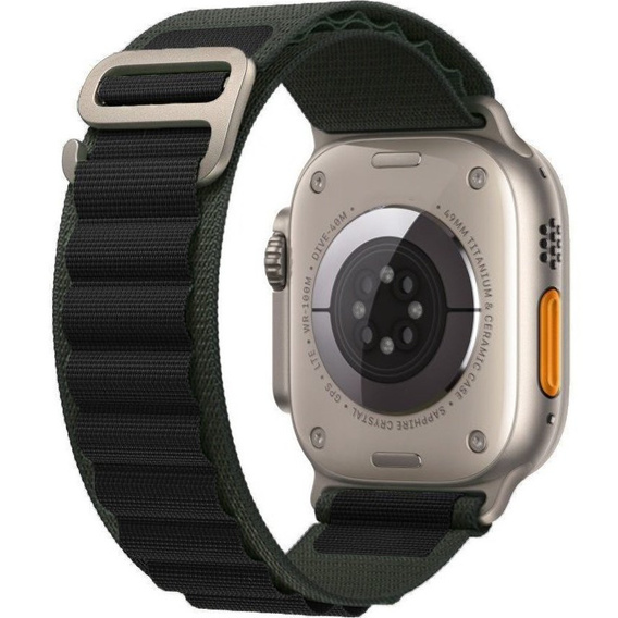 Pasek Nylonowy do Apple Watch 1/2/3/4/5/6/7/8/9/10/11/SE Ultra 1/2/3 42/44/45/46/49mm, Czarny / Zielony