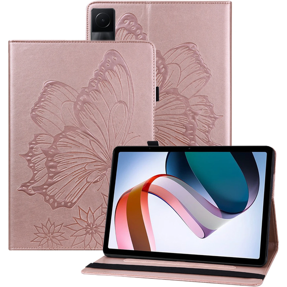 Etui do Samsung Galaxy Tab S10 Lite / S10 FE / S9 FE, Wallet Pen Slot, butterflies, Różowe
