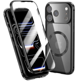 Etui do iPhone 17 Pro, Magnetic Dual Glass, do MagSafe, czarne