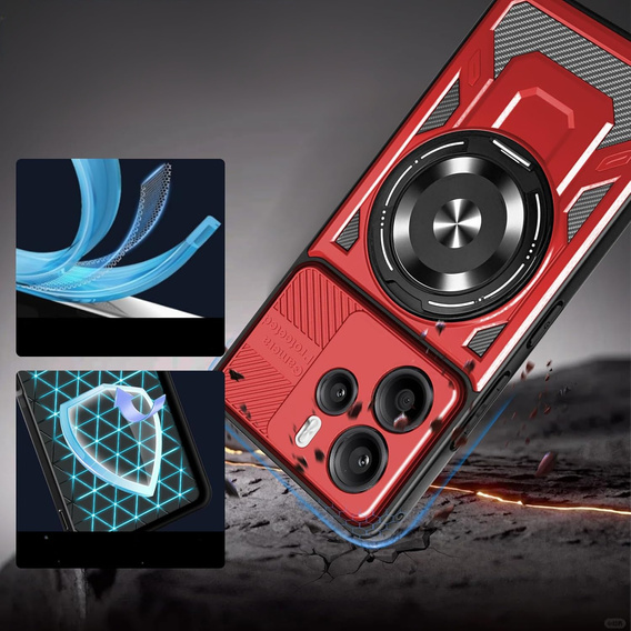 Etui Magnetyczne z Podstawką do Xiaomi Redmi Note 14 4G – Czerwone