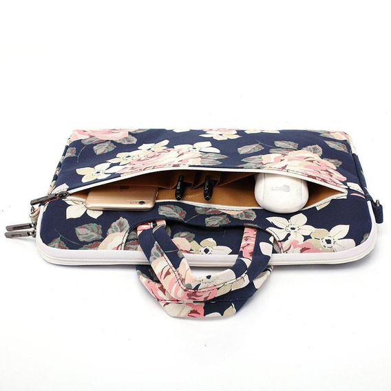 Etui Pokrowiec Torba Do Laptopa 13 14 cail / Macbook Air Pro M1 M2 M3 M4, Niebieska w kwiaty
