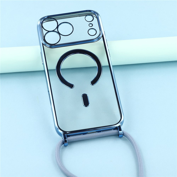 Etui do iPhone 17 Pro, Electro MagSafe, niebieskie + Smycz