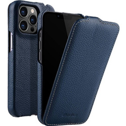 Etui MELKCO z klapką do iPhone 14 Pro, skórzane, flip, granatowe