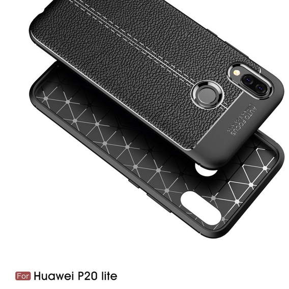 Czarne Etui Football Grain TPU Case do Huawei P20 Lite