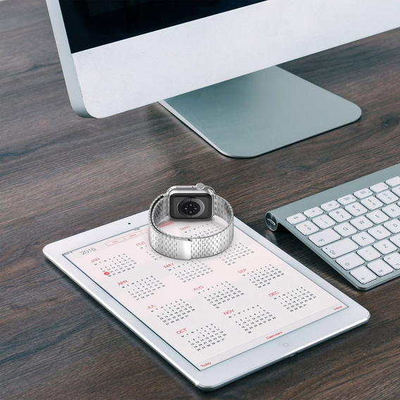 Stalowa Bransoleta do Apple Watch 1/2/3/4/5/6/7/8/9/10/11/SE Ultra 1/2/3 42/44/45/46/49mm, Srebrna